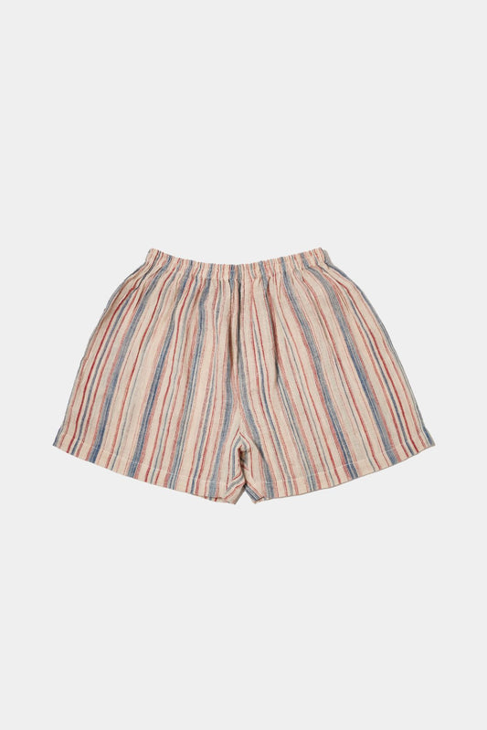 Women's Organic Cotton Natural-dyed Handloom Boxers  | Blue Red Stripes - Sunset