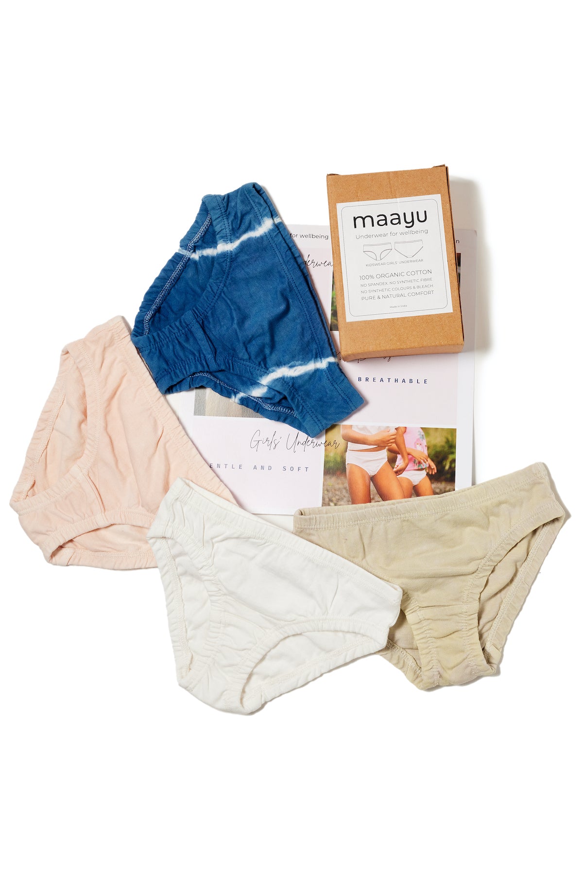 Organic Cotton Girl's Hipster Underwear | Kids Underwear Combo Pack of 3 |  Naturally Dyed | Mix Colors | Chemical-free & Spandex-free