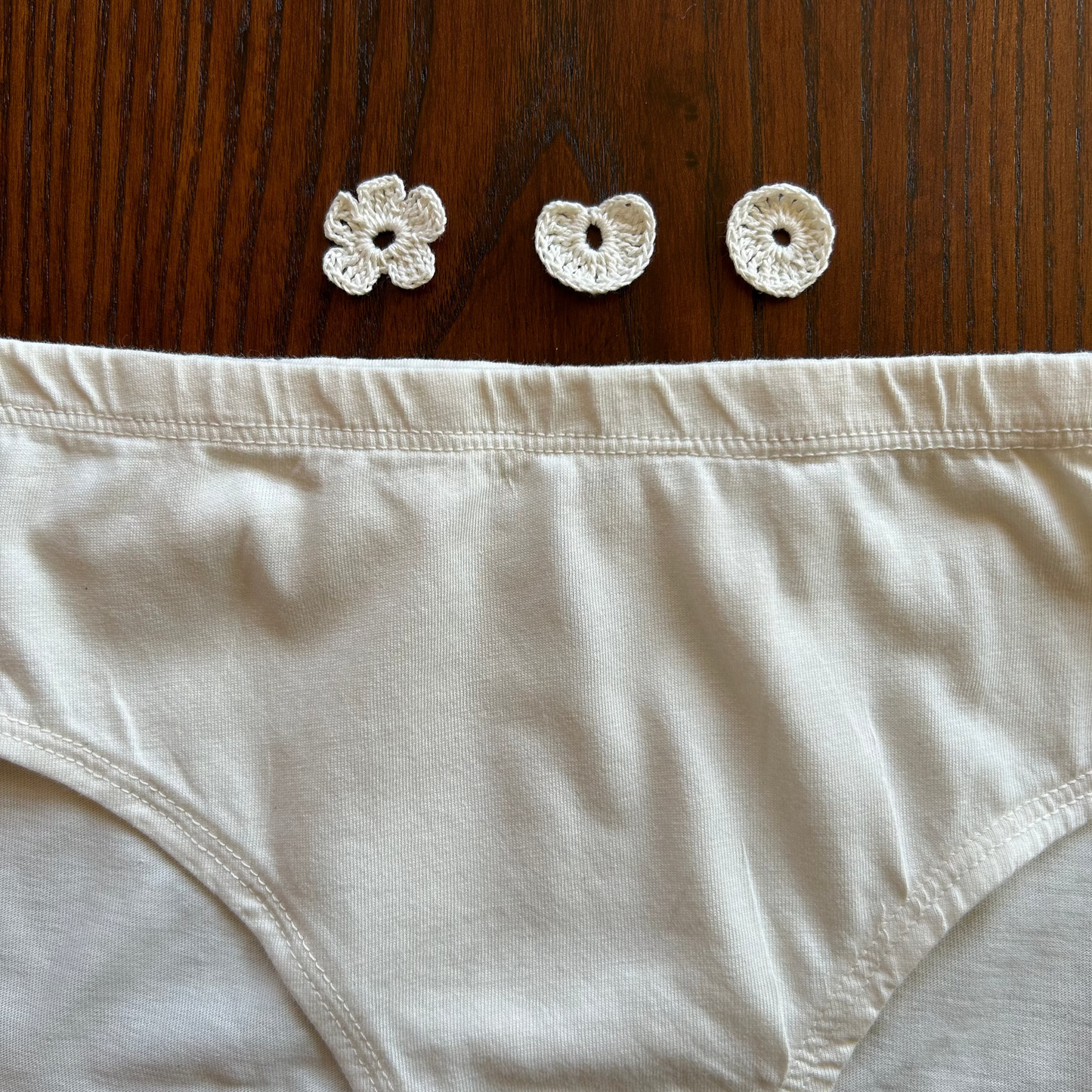 100% Organic Cotton Hipster with Handmade Crochet Identifier