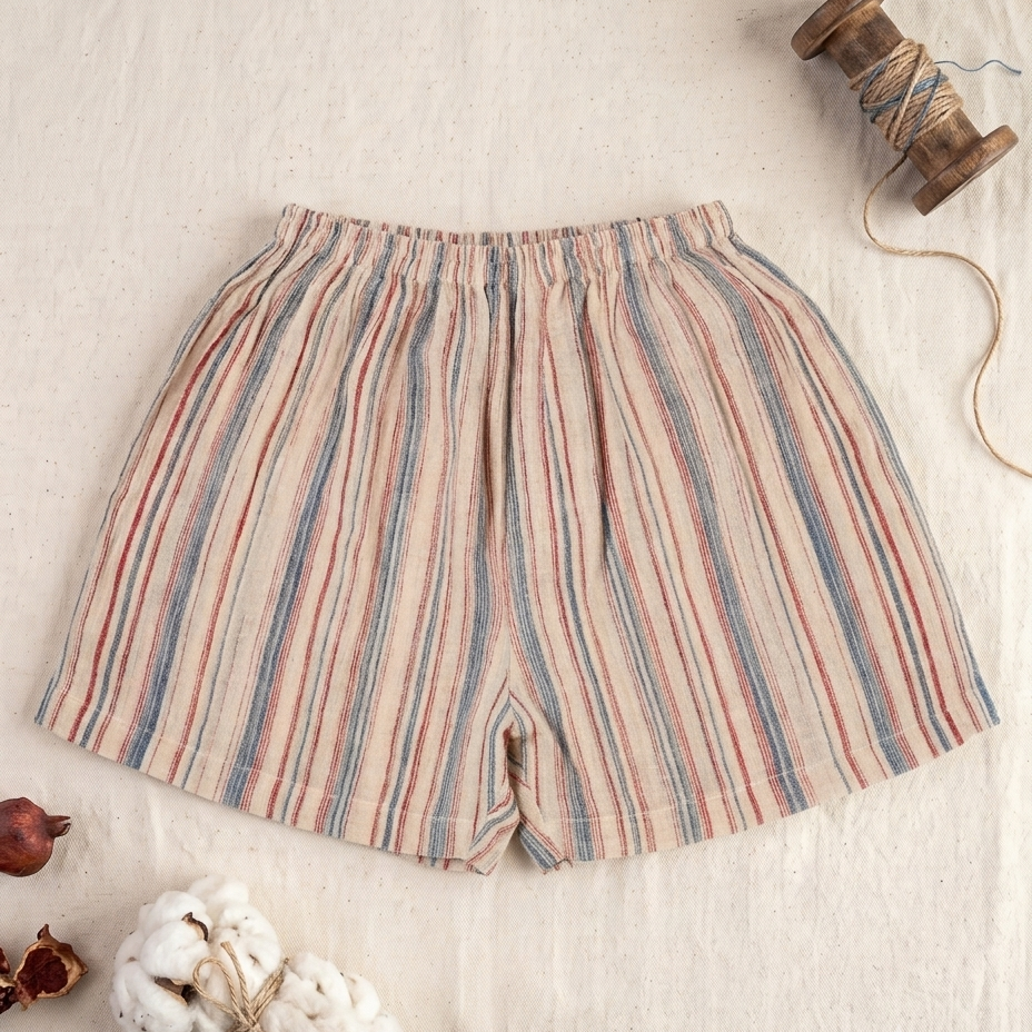 Women's Organic Cotton Natural-dyed Handloom Boxers  | Sunrise Stripes
