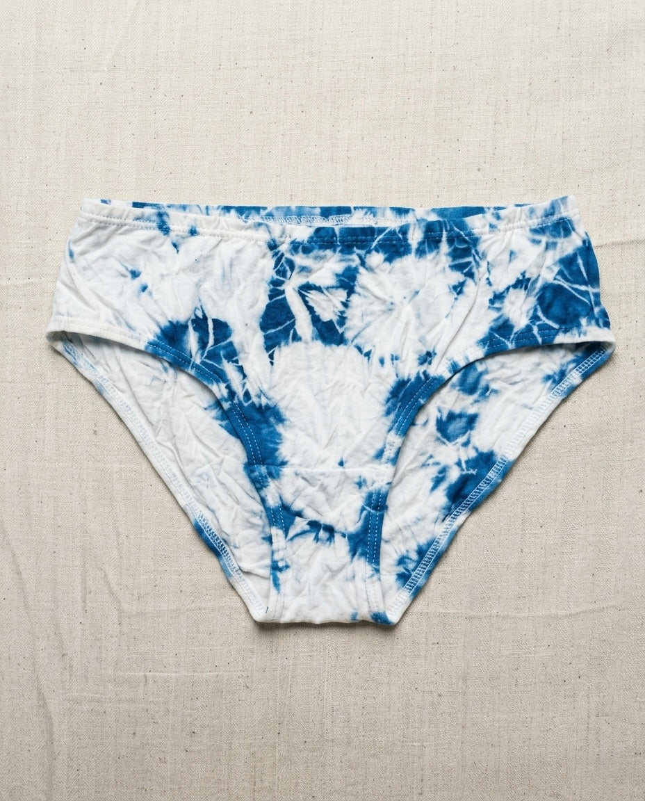 100% Girls Organic Cotton Underwear | Girl's Panty |  Indigo Splash Blue