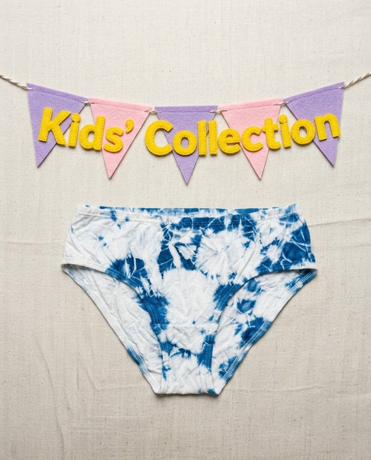 100% Girls Organic Cotton Underwear | Girl's Panty |  Indigo Splash Blue